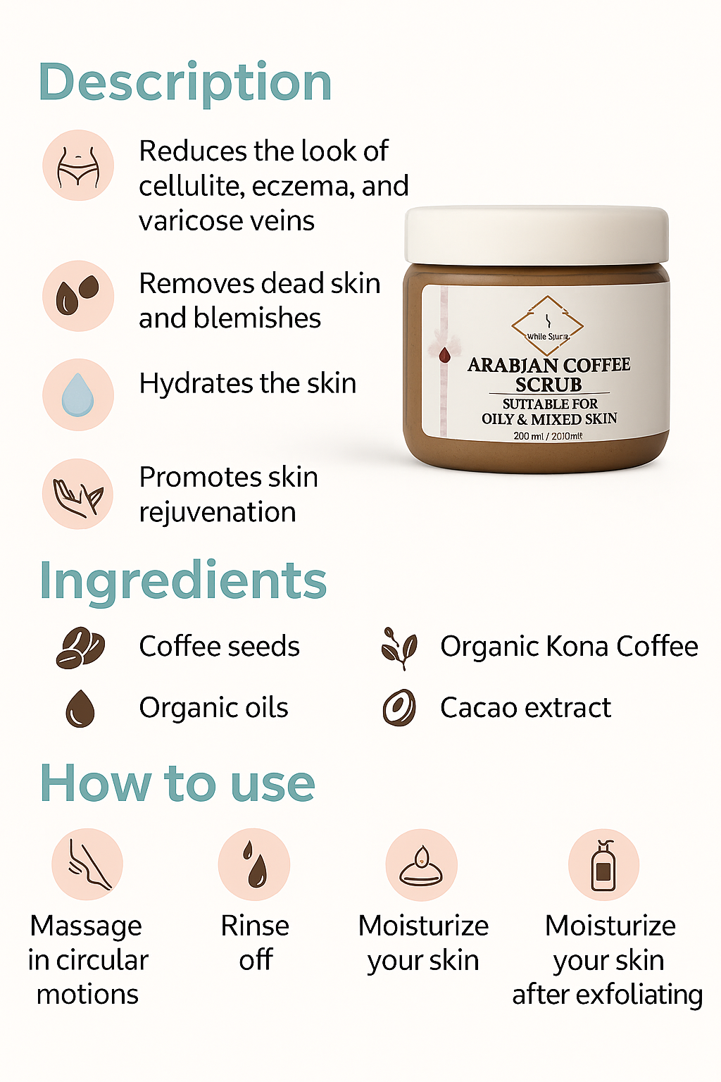 PURE Arabica Coffee Scrub, 200ml