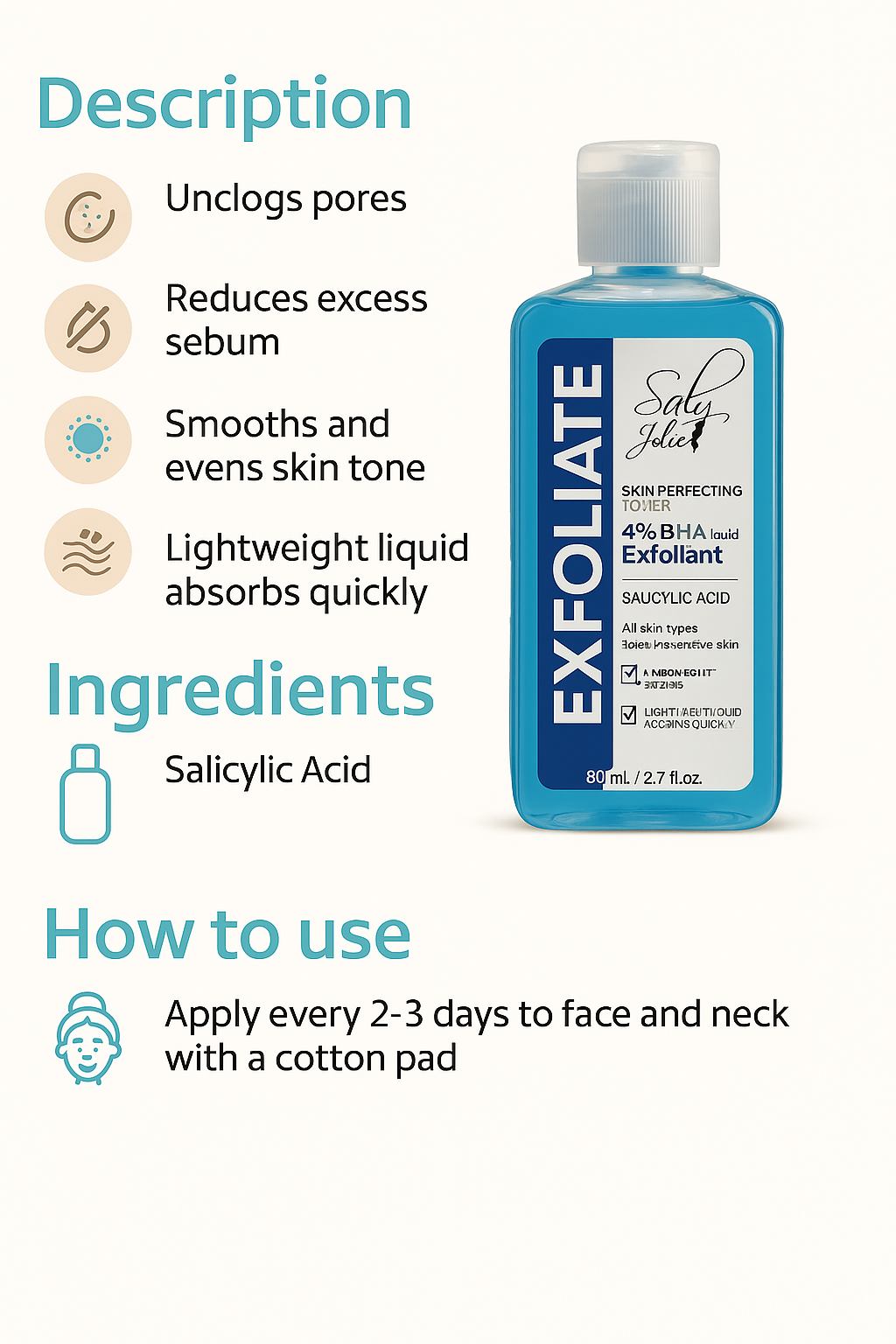 BHA Toner Salicylic Acid 4%, 80ml