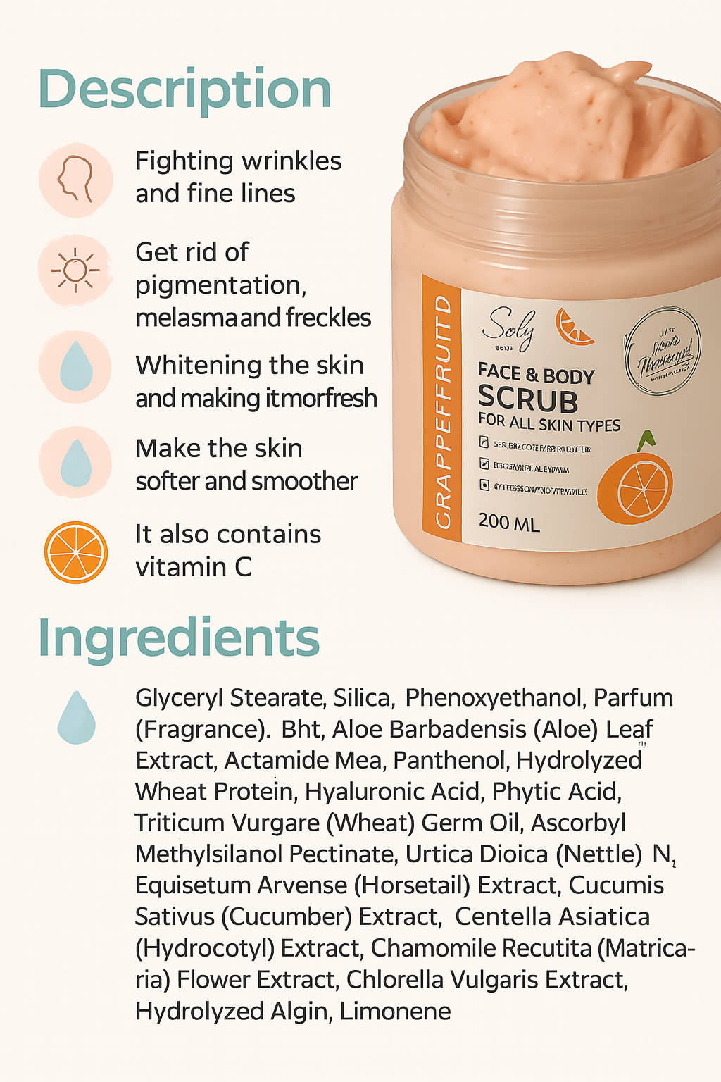 Crystal Grapefruit scrub, 200ml
