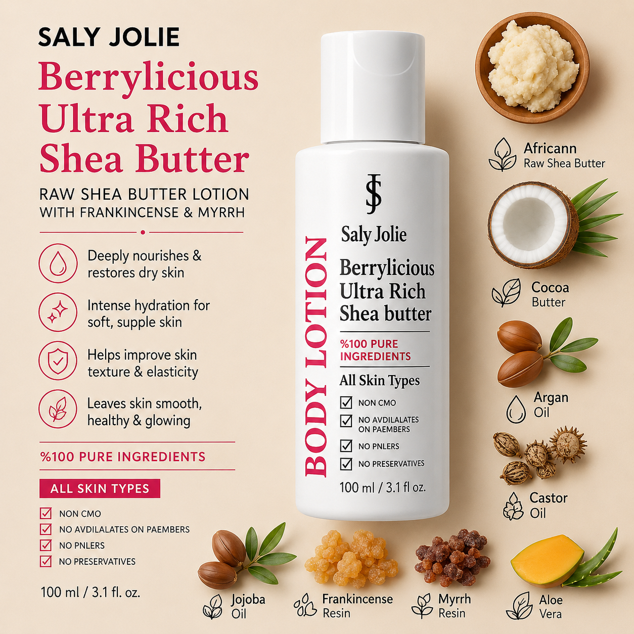Berrylicious Ultra Rich Body Lotion with Shea Butter, 100ml