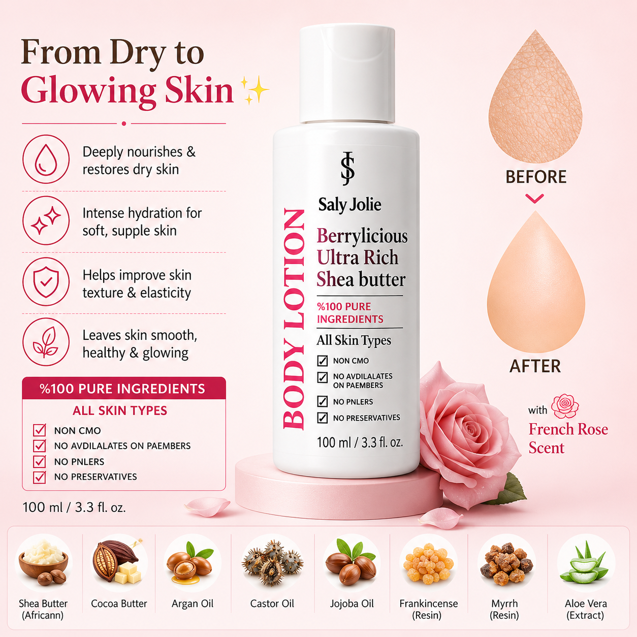 Berrylicious Ultra Rich Body Lotion with Shea Butter, 100ml